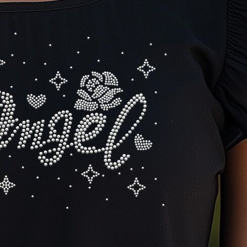 Angel Rhinestone Iron on Hotfix Transfer Star Rose Bling Iron on Transfers Decal Word Sparkly Crystal T-Shirt Transfer for Clothing Bags Hats Pants Decoration DIY Decals in Saudi Arabia