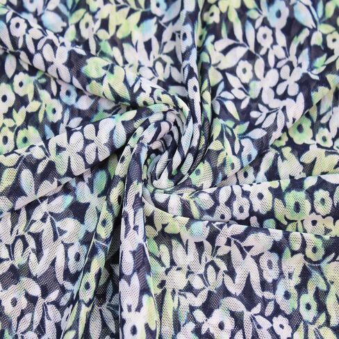 Texco Inc Tie Dye Ombre/Floral Pattern Poly Power Mesh Fabric/4-Way Stretch Knit Prints Athletic Wear Apparel, DIY Fabric, Navy Green 3 Yards in Saudi Arabia