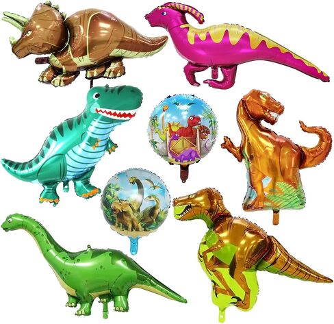 8 Pieces Dinosaur Foil Balloons 46 Inch Dino Birthday Party Mylar Helium Balloons for Kids Birthday Baby Shower Jungle Theme Party Decorations Supplies in Saudi Arabia