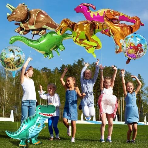 8 Pieces Dinosaur Foil Balloons 46 Inch Dino Birthday Party Mylar Helium Balloons for Kids Birthday Baby Shower Jungle Theme Party Decorations Supplies in Saudi Arabia