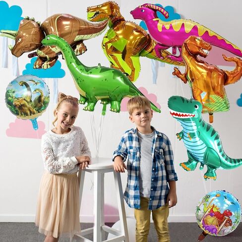 8 Pieces Dinosaur Foil Balloons 46 Inch Dino Birthday Party Mylar Helium Balloons for Kids Birthday Baby Shower Jungle Theme Party Decorations Supplies in Saudi Arabia