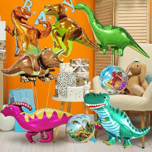 8 Pieces Dinosaur Foil Balloons 46 Inch Dino Birthday Party Mylar Helium Balloons for Kids Birthday Baby Shower Jungle Theme Party Decorations Supplies in Saudi Arabia
