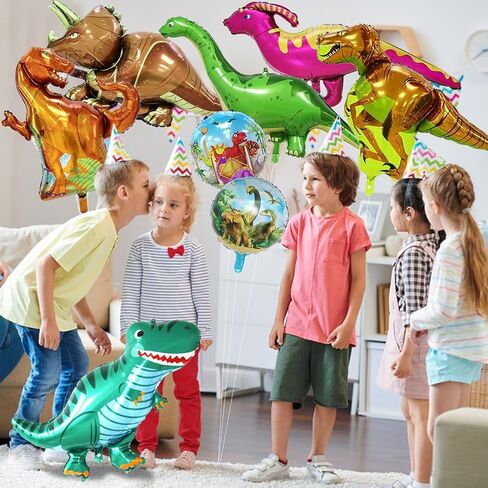8 Pieces Dinosaur Foil Balloons 46 Inch Dino Birthday Party Mylar Helium Balloons for Kids Birthday Baby Shower Jungle Theme Party Decorations Supplies in Saudi Arabia