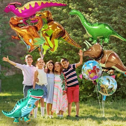 8 Pieces Dinosaur Foil Balloons 46 Inch Dino Birthday Party Mylar Helium Balloons for Kids Birthday Baby Shower Jungle Theme Party Decorations Supplies in Saudi Arabia