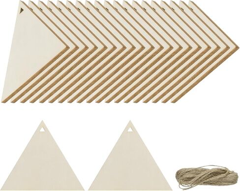 uxcell 36pcs Triangle Blank Wood Tags with Hole 3.1 x 4 Inch Unfinished Wood Pieces Wooden Gift Tags with 32.8 Ft Rope for Craft Projects, Hanging Decorations, Gift Making in Saudi Arabia