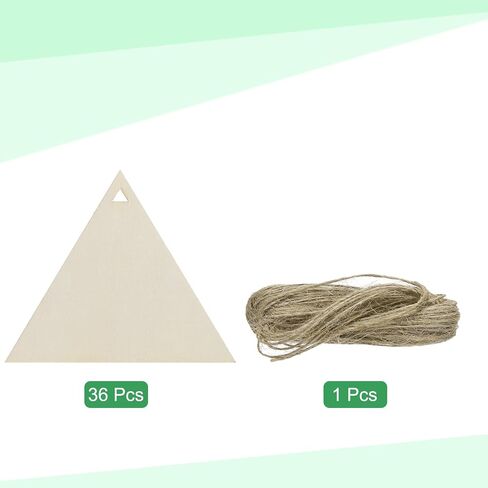 uxcell 36pcs Triangle Blank Wood Tags with Hole 3.1 x 4 Inch Unfinished Wood Pieces Wooden Gift Tags with 32.8 Ft Rope for Craft Projects, Hanging Decorations, Gift Making in Saudi Arabia