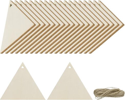 uxcell 36pcs Triangle Blank Wood Tags with Hole 3.1 x 4 Inch Unfinished Wood Pieces Wooden Gift Tags with 32.8 Ft Rope for Craft Projects, Hanging Decorations, Gift Making in Saudi Arabia