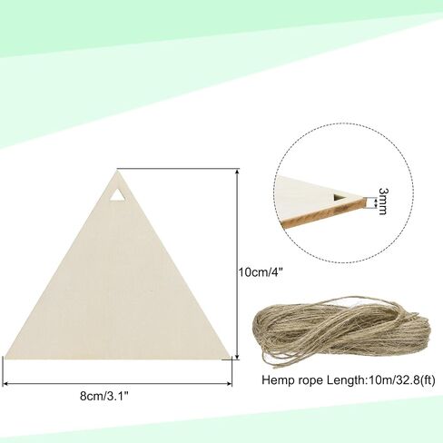 uxcell 36pcs Triangle Blank Wood Tags with Hole 3.1 x 4 Inch Unfinished Wood Pieces Wooden Gift Tags with 32.8 Ft Rope for Craft Projects, Hanging Decorations, Gift Making in Saudi Arabia