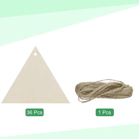 uxcell 36pcs Triangle Blank Wood Tags with Hole 3.1 x 4 Inch Unfinished Wood Pieces Wooden Gift Tags with 32.8 Ft Rope for Craft Projects, Hanging Decorations, Gift Making in Saudi Arabia