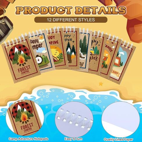 Eaasty 32 Pack Mini Camp Adventure Theme Notepads Tiny Spiral Notebook Camping Journal Pocket Gifts for Kids Party Favors Writing Drawing Note Taking 2.4 x 3.5 Inch in Saudi Arabia