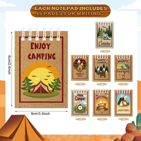 Eaasty 32 Pack Mini Camp Adventure Theme Notepads Tiny Spiral Notebook Camping Journal Pocket Gifts for Kids Party Favors Writing Drawing Note Taking 2.4 x 3.5 Inch in Saudi Arabia