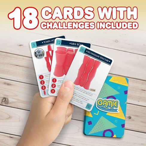 Gamie Stacking Cups Game with 18 Fun Challenges and Water Timer, 24 Stacking Cups, Indoor Recess Game for Classroom, Sturdy Plastic, Classic Family Game, Fun Gift Idea for Boys and Girls Ages 3+ Olds in Kuwait