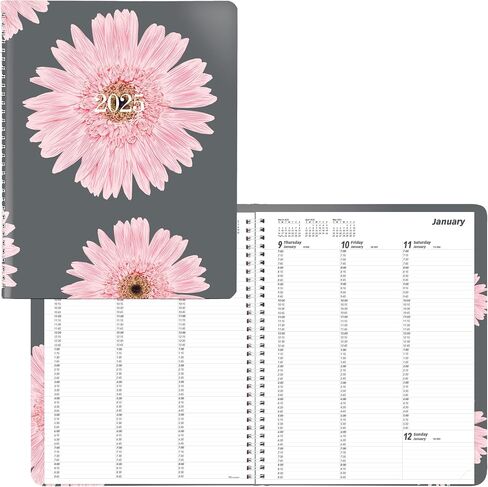 Brownline® 2025 Pink Essential Weekly Planner, Appointment Book, 12 Months, January to December, Twin-Wire Binding, 11" x 8.5", Pink Daisy (CB950G.05-25) in Saudi Arabia