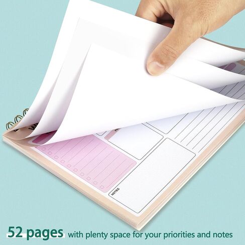 TopLive Weekly Planner Desk Notepad ، 52 ورقة غير مؤرخة لمدفوعة تخطيط القائمة مع SPOND BOOND ، 6.5 × 9.5 في مكتب جدول الأعمال الأسبوعي للمكتب المدرسي ، PINK in Kuwait