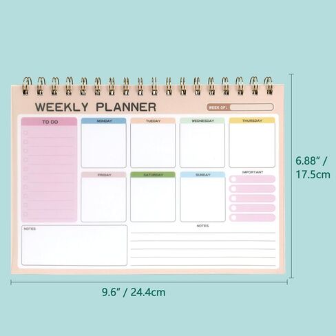TopLive Weekly Planner Desk Notepad ، 52 ورقة غير مؤرخة لمدفوعة تخطيط القائمة مع SPOND BOOND ، 6.5 × 9.5 في مكتب جدول الأعمال الأسبوعي للمكتب المدرسي ، PINK in Kuwait