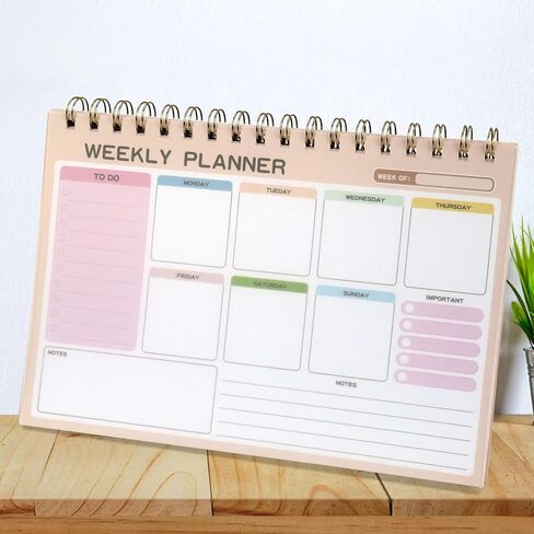 TopLive Weekly Planner Desk Notepad ، 52 ورقة غير مؤرخة لمدفوعة تخطيط القائمة مع SPOND BOOND ، 6.5 × 9.5 في مكتب جدول الأعمال الأسبوعي للمكتب المدرسي ، PINK in Kuwait