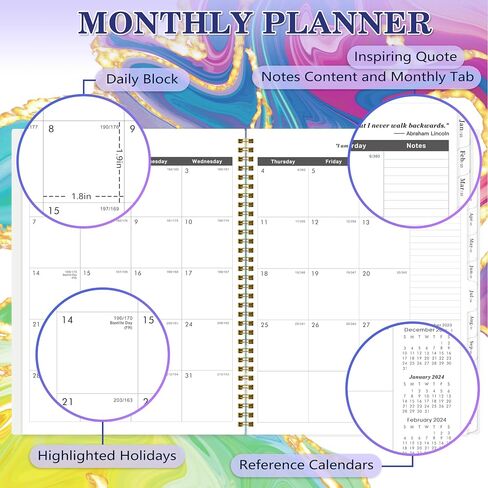 2024-2026 Monthly Planner/Calendar - Monthly Planner 2024-2026, July 2024 - June 2026, 9" x 11", Academic Planner with Spiral Bound, Monthly Tabs, Thick Paper, Daily Organizer in Saudi Arabia