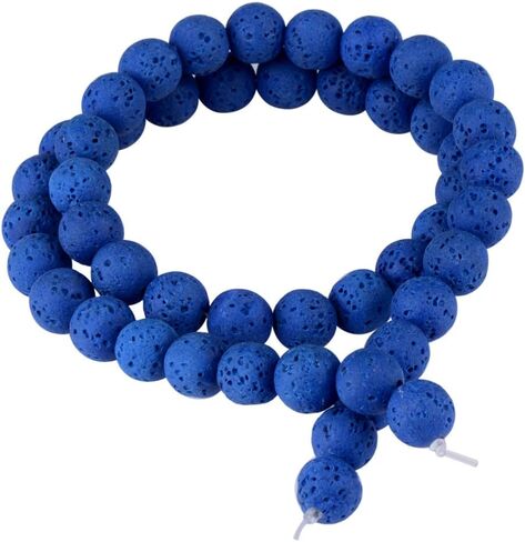 Natural Stone Beads for Jewelry Making Round Smooth Genuine Dark Blue Volcanic Lava Gemstone Loose Energy Healing Beads for Necklace Bracelet Earrings,Enjoy DIY Fun（8mm,46PCS） in Saudi Arabia