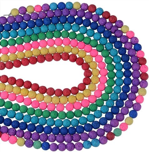 Natural Stone Beads for Jewelry Making Round Smooth Genuine Dark Blue Volcanic Lava Gemstone Loose Energy Healing Beads for Necklace Bracelet Earrings,Enjoy DIY Fun（8mm,46PCS） in Saudi Arabia