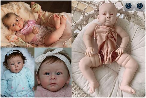 Angelbaby Unpainted Reborn Baby Doll Kits with Cloth Body 17 inch Blank Soft Silicone Mold Sets Making Doll Parts DIY Your Own Realistic Baby Dolls in Saudi Arabia