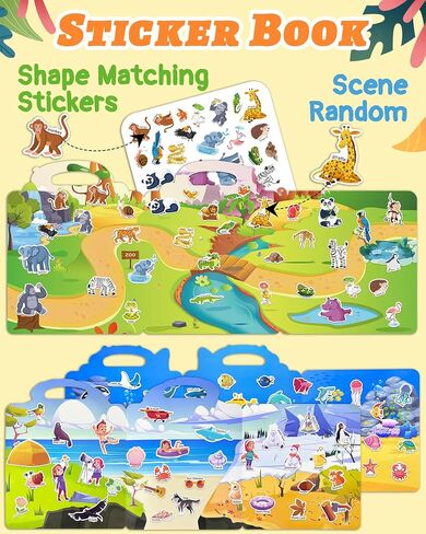 Benresive Reusable Sticker Book for Toddlers 2-4 Years, 3 Sets Travel Stickers for Kids, Waterproof Sticker Books for Toddlers 1-3, Crafts Activities for Todddlers 1-3 2-4 3-5 in Saudi Arabia