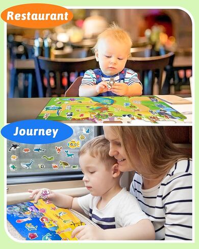 Benresive Reusable Sticker Book for Toddlers 2-4 Years, 3 Sets Travel Stickers for Kids, Waterproof Sticker Books for Toddlers 1-3, Crafts Activities for Todddlers 1-3 2-4 3-5 in Saudi Arabia