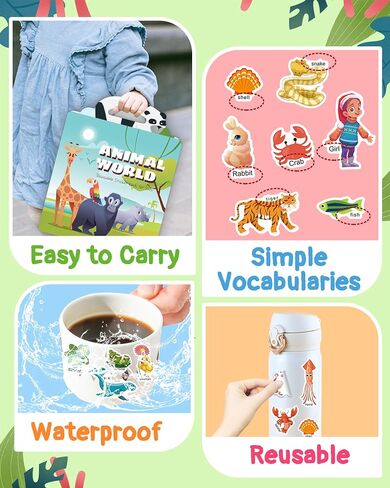 Benresive Reusable Sticker Book for Toddlers 2-4 Years, 3 Sets Travel Stickers for Kids, Waterproof Sticker Books for Toddlers 1-3, Crafts Activities for Todddlers 1-3 2-4 3-5 in Saudi Arabia