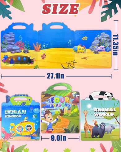 Benresive Reusable Sticker Book for Toddlers 2-4 Years, 3 Sets Travel Stickers for Kids, Waterproof Sticker Books for Toddlers 1-3, Crafts Activities for Todddlers 1-3 2-4 3-5 in Saudi Arabia