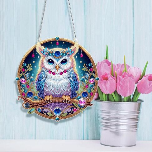MaiYiYi 3 PCS DIY Diamond Art Ornaments Owl Special Crystal Gem Craft Painting Kit Cute Owl Diamond Painting Ornaments for Adult Beginners Home Wall Window Art Decor (13.39X7.48 inch) in Kuwait
