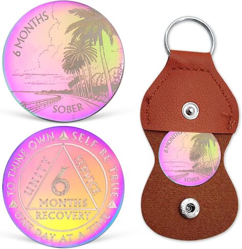 6 Months Sobriety Chip Colorful AA Coin Recovery Medallions One Day at A Time Sober Token Six Months Sobriety Gifts for Men Women Alcoholics Anonymous Gifts in Saudi Arabia