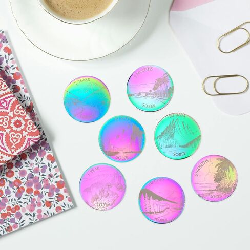 6 Months Sobriety Chip Colorful AA Coin Recovery Medallions One Day at A Time Sober Token Six Months Sobriety Gifts for Men Women Alcoholics Anonymous Gifts in Saudi Arabia