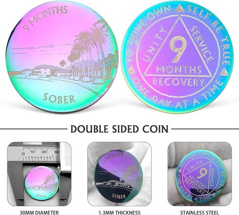 6 Months Sobriety Chip Colorful AA Coin Recovery Medallions One Day at A Time Sober Token Six Months Sobriety Gifts for Men Women Alcoholics Anonymous Gifts in Saudi Arabia