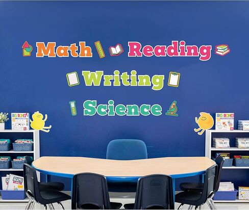 Carson Dellosa 37-Piece Core Subjects Bulletin Board Set, Reading, Math, Writing, and Science Subject Signs for Classroom Bulletin Boards, Wall Décor, Language Arts and Math Classroom Décor in Saudi Arabia