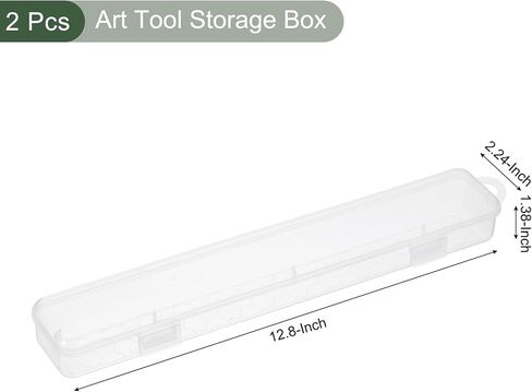 YOKIVE Art Supply Storage Organizer, 2 Pcs Art Tool Box Craft Box Art Supplies with Buckle for Brushes Paints Stamps, Transparent, 12.8 x 1.38 x 2.24 Inch in Kuwait