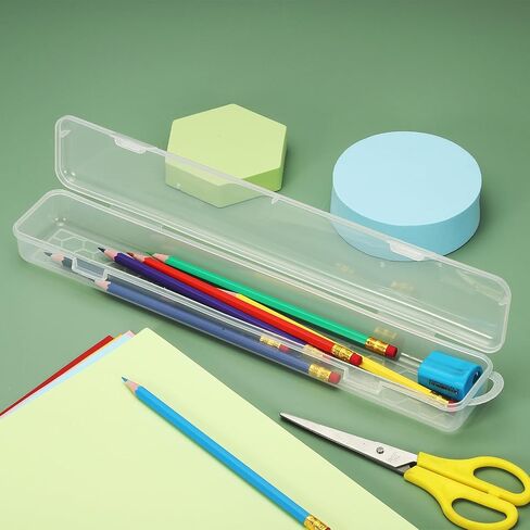 YOKIVE Art Supply Storage Organizer, 2 Pcs Art Tool Box Craft Box Art Supplies with Buckle for Brushes Paints Stamps, Transparent, 12.8 x 1.38 x 2.24 Inch in Kuwait