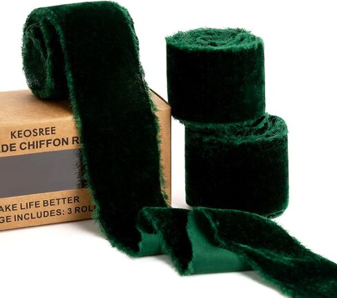 Dusty Blue Velvet Ribbon,Blue Handmade Frayed Fabric Ribbon for Wreaths Bridal Flower Bouquet Christmas Gift Wrapping Wedding Decor Invitations Decorations 1.5" x 4.5Yards (1.5Yards X 3 Rolls) in Saudi Arabia