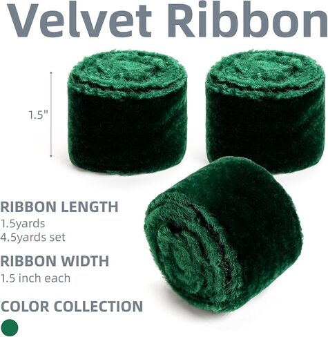 Dusty Blue Velvet Ribbon,Blue Handmade Frayed Fabric Ribbon for Wreaths Bridal Flower Bouquet Christmas Gift Wrapping Wedding Decor Invitations Decorations 1.5" x 4.5Yards (1.5Yards X 3 Rolls) in Saudi Arabia