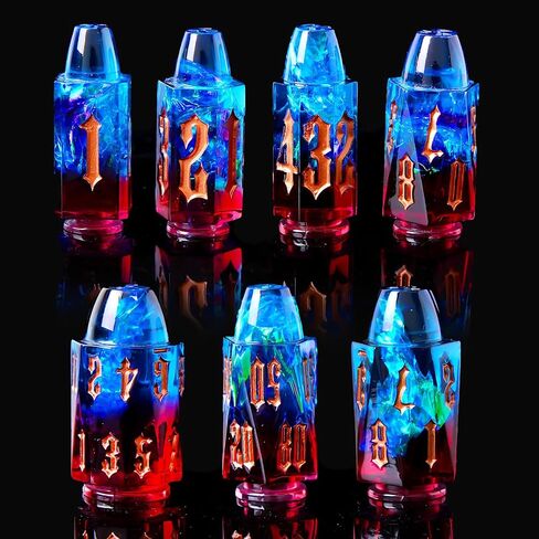 Resin Bullet DND Dice Set - 7-Piece Polyhedral Dice for Dungeons & Dragons RPG Games（Bule red） in Saudi Arabia