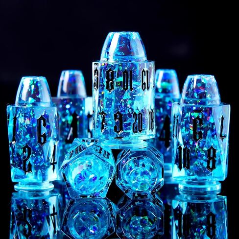 Resin Bullet DND Dice Set - 7-Piece Polyhedral Dice for Dungeons & Dragons RPG Games（Bule red） in Saudi Arabia