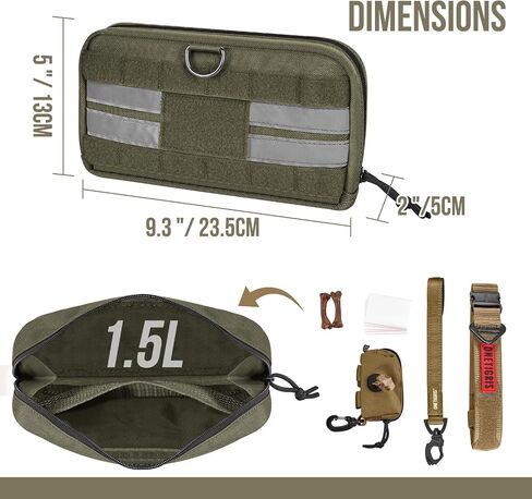 OneTigris Service Dog Harness Molle Saddle Bag, Large Tactical Add-on Pouches for Treats, Poop Bags, Toys Dog Backpack, 9.3"*5" (Black) in Saudi Arabia