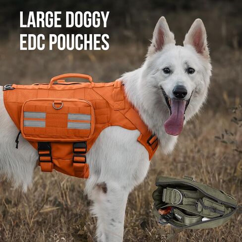 OneTigris Service Dog Harness Molle Saddle Bag, Large Tactical Add-on Pouches for Treats, Poop Bags, Toys Dog Backpack, 9.3"*5" (Black) in Saudi Arabia