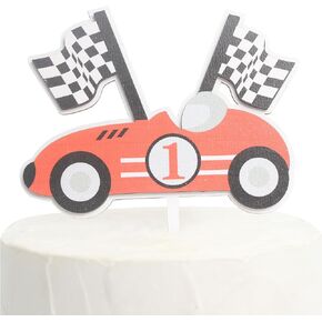 Fast One Wooden Baby First Birthday Cake Topper，One Year Old Race Car Birthday Cake Topper，Boys 1st Birthday Racing Theme Cake Topper，Race Car Cake Decorations，One Year Anniversary Wooden Cake Topper