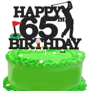 القبعات العليا للكعكة الجولف ، وعقد عيد ميلاد سعيد 65 ، غولف 65 ديكورات كعكة عيد ميلاد سعيد للغولف وحفلة عيد ميلاد ذات طابع 65 (65)