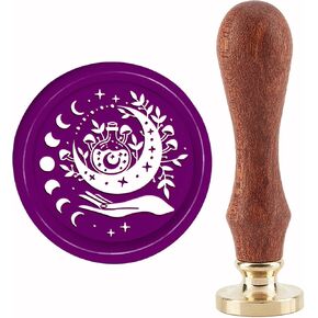 CRASPIRE Witch Wax Seal Stamp Halloween Sealing Wax Stamps 30mm Retro Vintage Removable Brass Stamp Head with Wood Handle for Wedding Invitations Halloween Christmas Thanksgiving Gift Packing