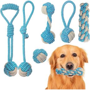 6 Pack Puppy Rope Toys, Dog Rope Toys for Small Dogs, Dog Tug Rope, Puppy Teething Rope for Teeth Cleaning and Chewing, Keep The Dog from Being Bored, Variety of Dog Cotton Rope Toys, Blue