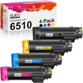 ejet Compatible Toner Cartridge Replacement for Xerox WorkCentre 6515 Toner, Phaser 6510 Toner Work with Xerox Phaser 6510, WorkCentre 6515 Printers - 106R03477 106R03478 106R03479 106R03480 (4-Pack)