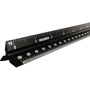 12 Inch Triangular Engineer Scale Ruler, Anodized Solid Aluminum Core with Laser Etched Scales, Imperial Scale - 1:10, 1:20, 1:30, 1:40, 1:50, 1:60, Ideal for Civil Engineering Drafting