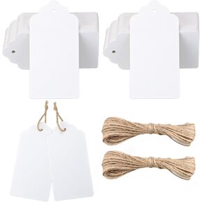 100 PCS Kraft Paper Gift Tags with String Blank Tags Vintage Wedding Favor Hang Tags with 66 Feet Natural Jute Twine Retangle Tags for Crafts in Kuwait