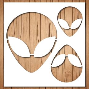 Alien Stencil | Reusable Alien UFO Space Theme Stencils for Painting on Wood, Glass, Wall, Rock, Fabric, Walls, Canvas, Glassware, Spray Painting, Airbrushing (6""x 6"" (1)), Milk White
