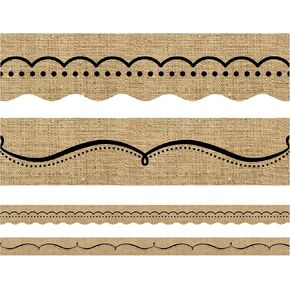 Burlap Bulletin Board Borders Classroom Trim Straight Borders Dotted Swirl Bulletin Wall Decor Back to School Decoration (59 Feet)